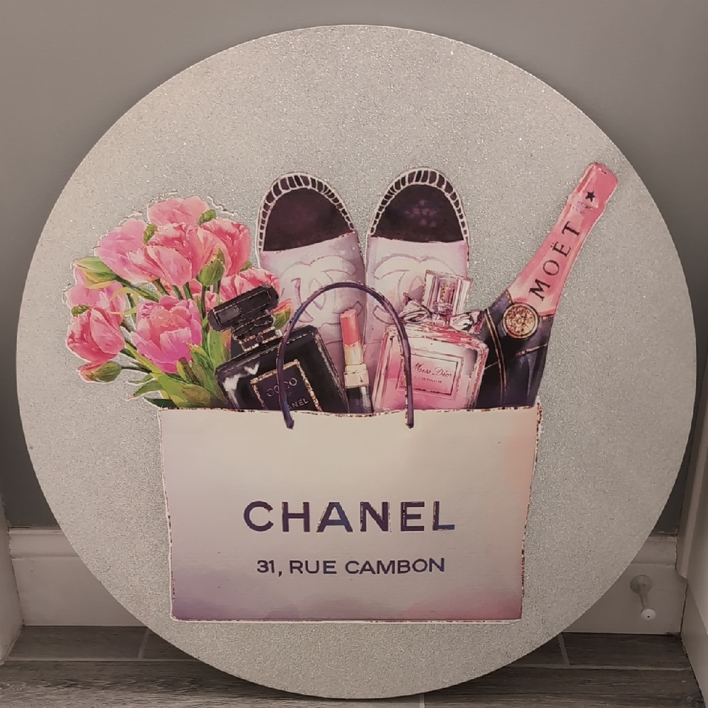 CHANEL Pink & Black Fashion Tote Wall Art